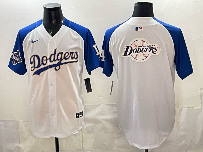 2026 Men Nike Los Angeles Dodgers Blank White blue Game MLB Jersey 0014